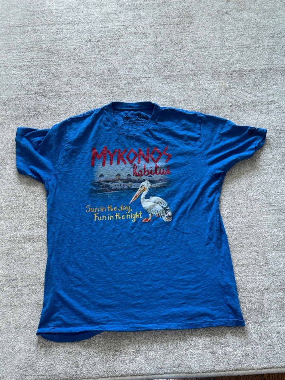 MC2 Saint Barth Royal Blue Mykonos Graphic Tee with Red Logo